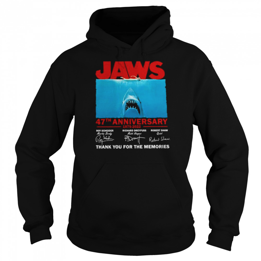 Jaws 47th anniversary 1975 2022 thank you for the memories shirt Unisex Hoodie
