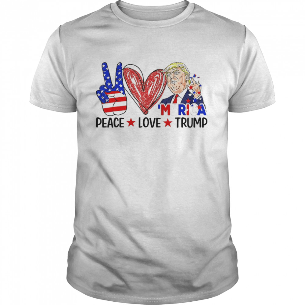 4th Of July Peace Love Trump Merica Usa Flag Patriotic T-Shirt