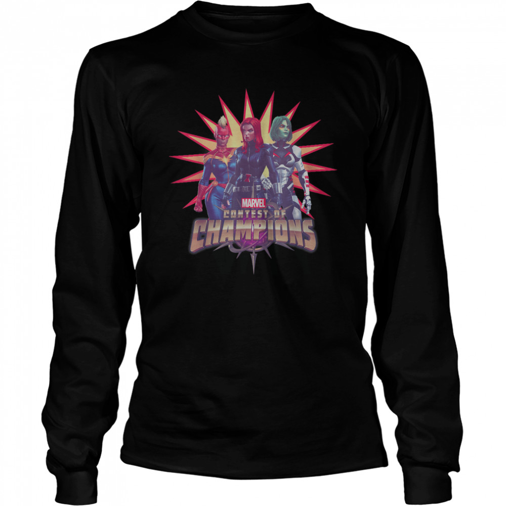 Marvel Contest of Champions Heroine Trio Pow Graphic T- Long Sleeved T-shirt