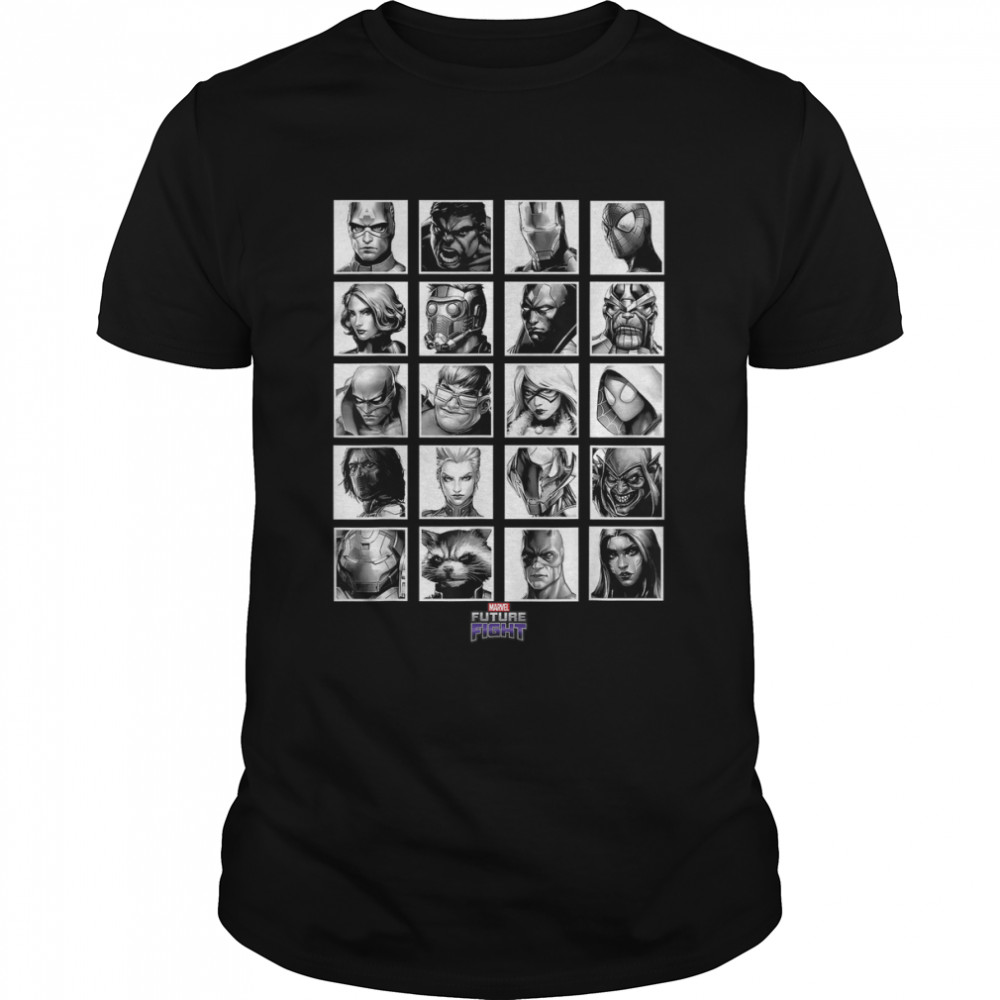 Marvel Future Fight Black White Portraits Graphic T-Shirt