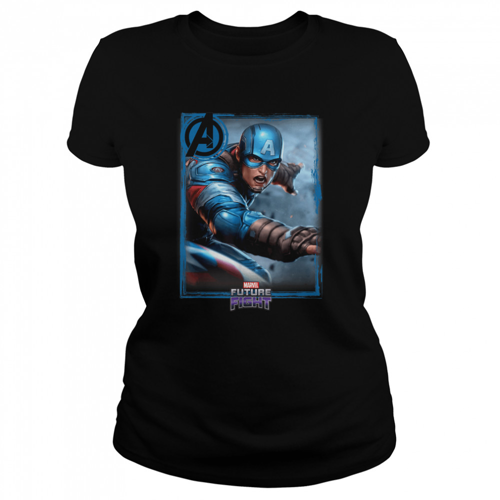 Marvel Future Fight Captain America Portrait Graphic T- Classic Women's T-shirt