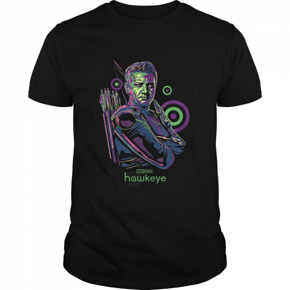 Marvel Hawkeye Neon Stoic Pose Poster T-Shirt
