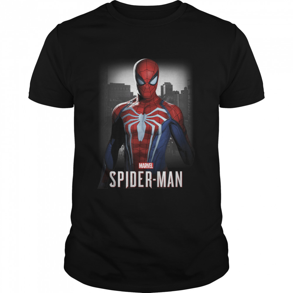 Marvel's Spider Man Game Cityscape Portrait Graphic T-Shirt