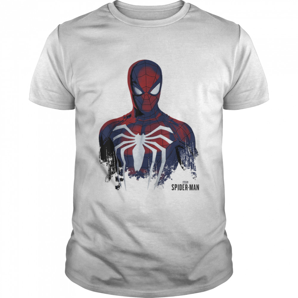 Marvel's Spider-Man Game Grunge Portrait Graphic T-Shirt