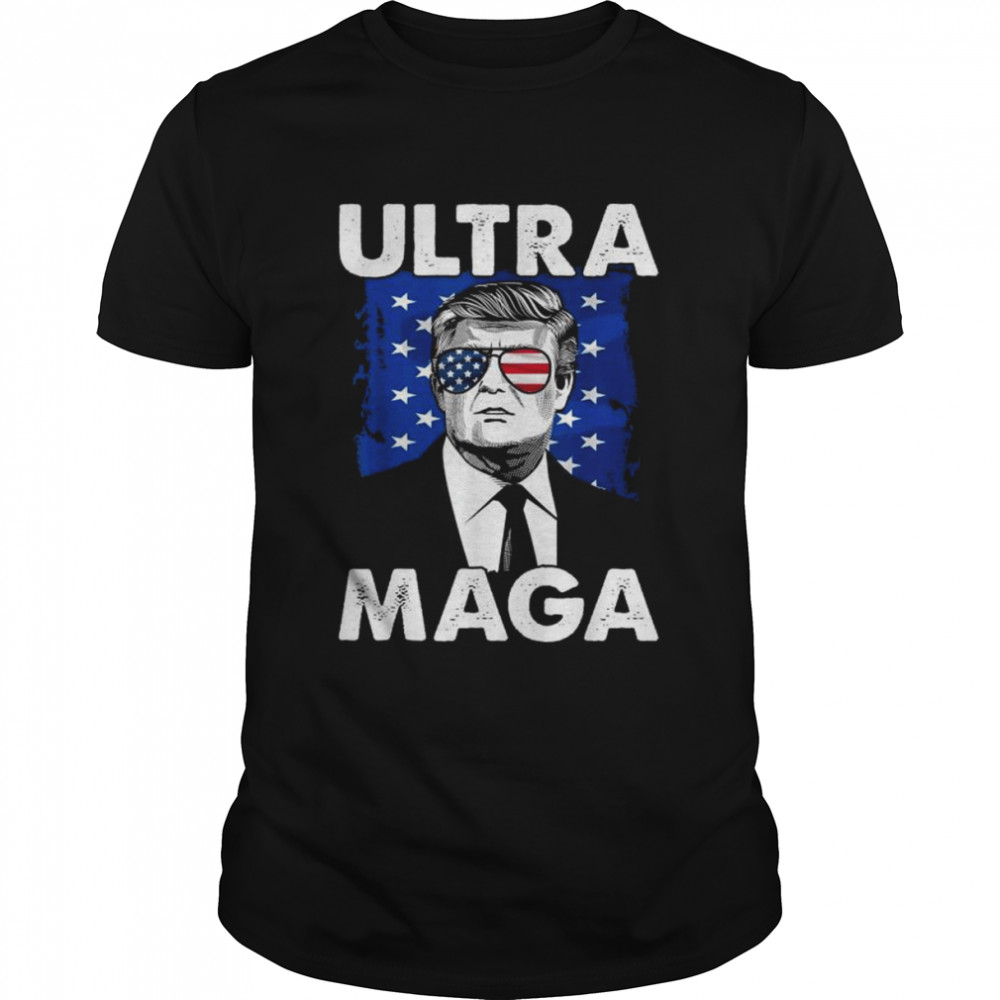 Retro grunge ultra maga Trump usa flag anti biden patriotic shirt
