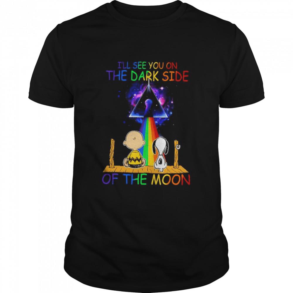 Snoopy and Charlie Brown I’ll see you on the dark side of the moon shirt
