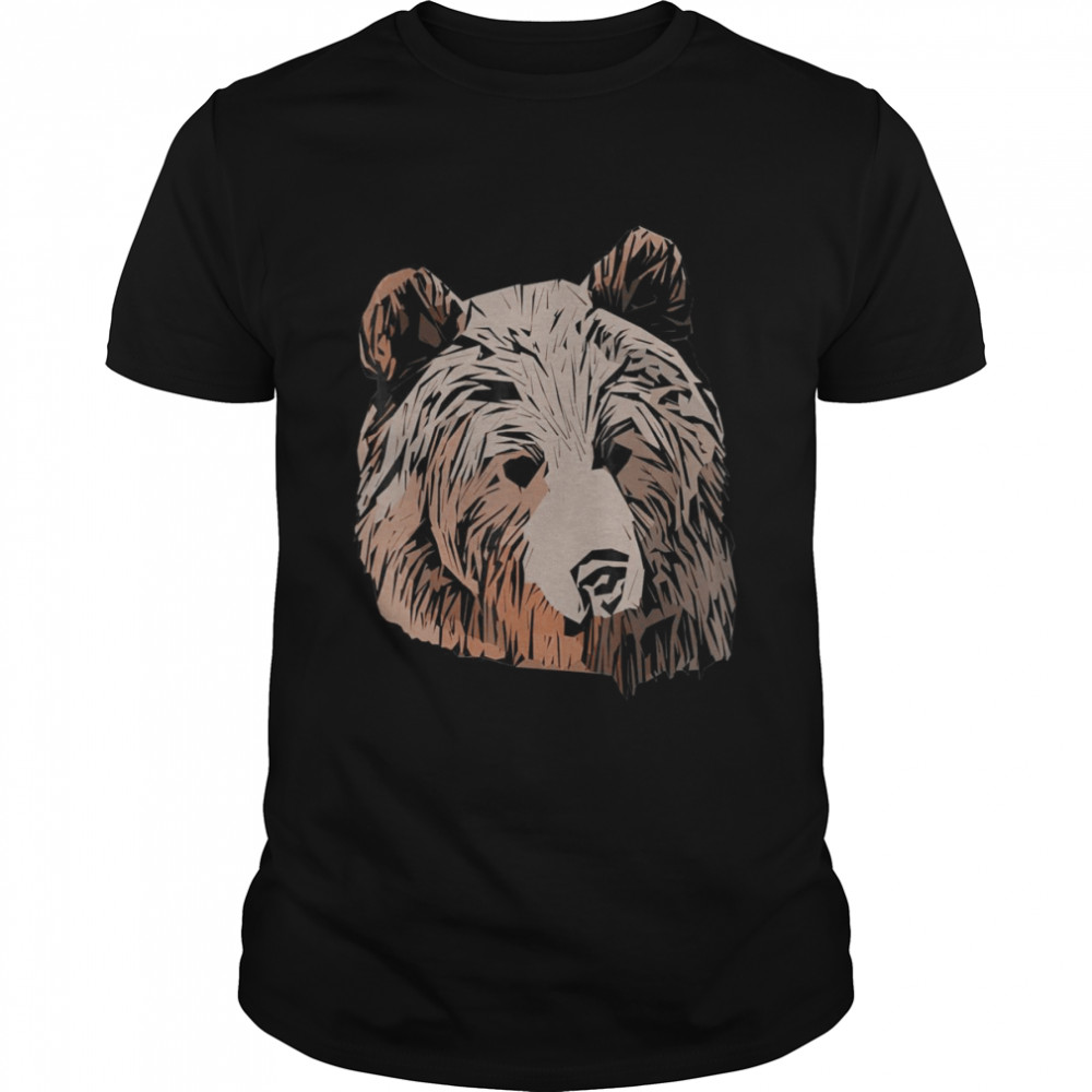 Grizzly Bear Motif Art Print Animal with Nordic BearShirt Shirt