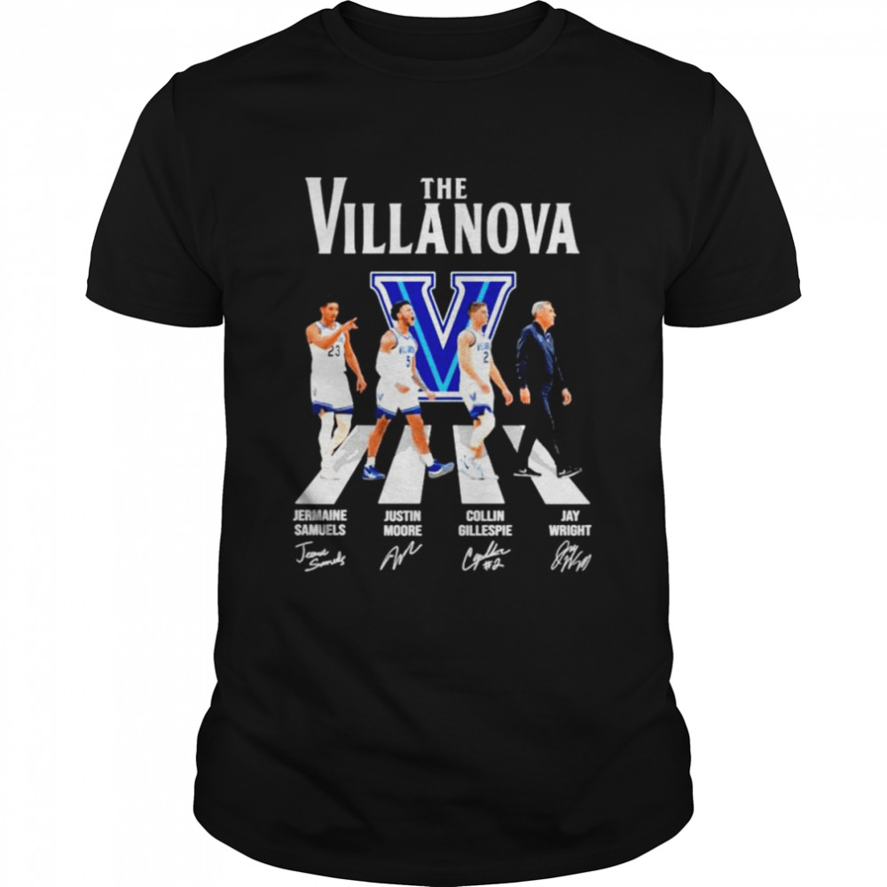 The Villanova Wildcats Samuels Moore Gillespie and Wright abbey road signatures shirt