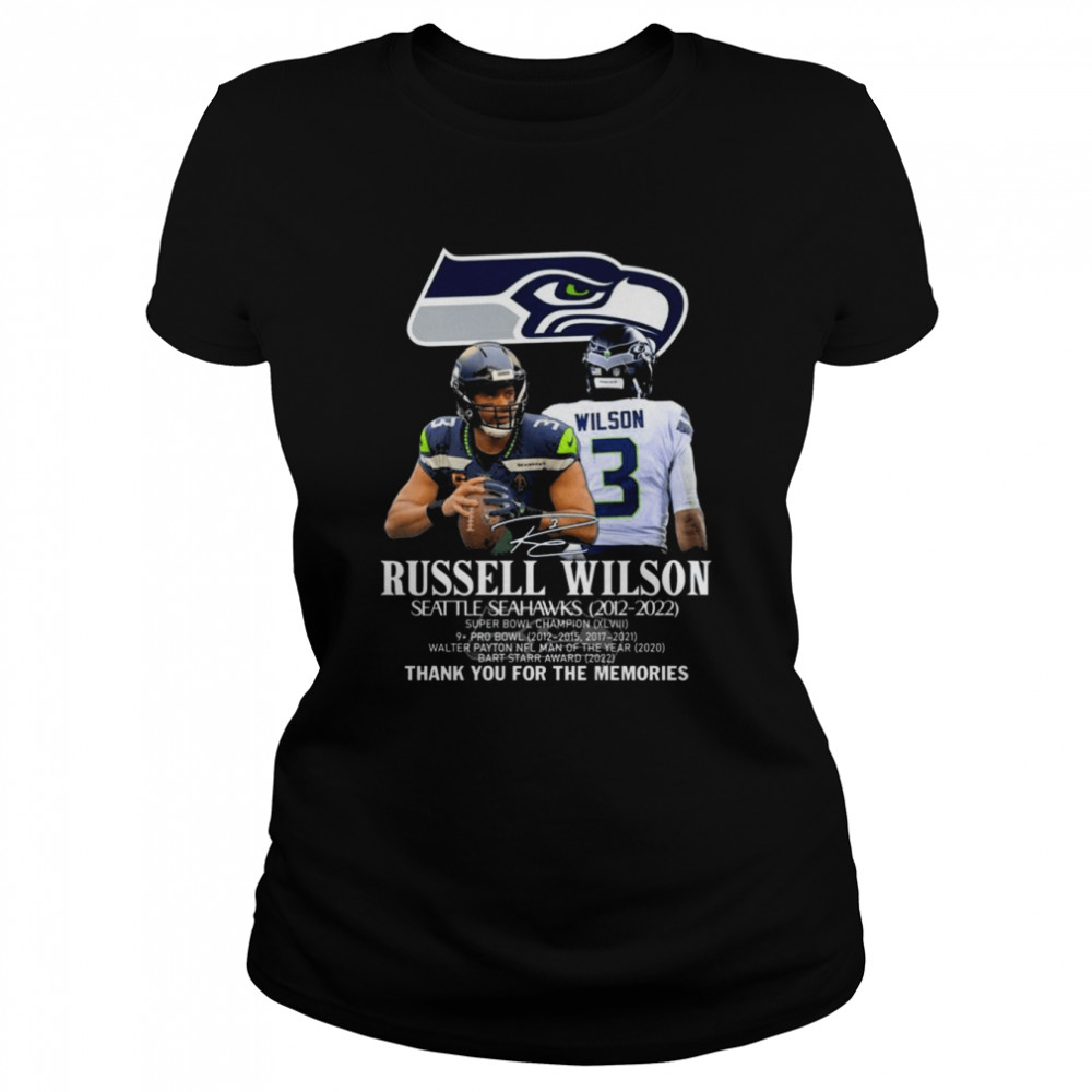Russell Wilson Seattle Seahawks 2012 2022 thank you for the memories signature shirt Classic Women's T-shirt