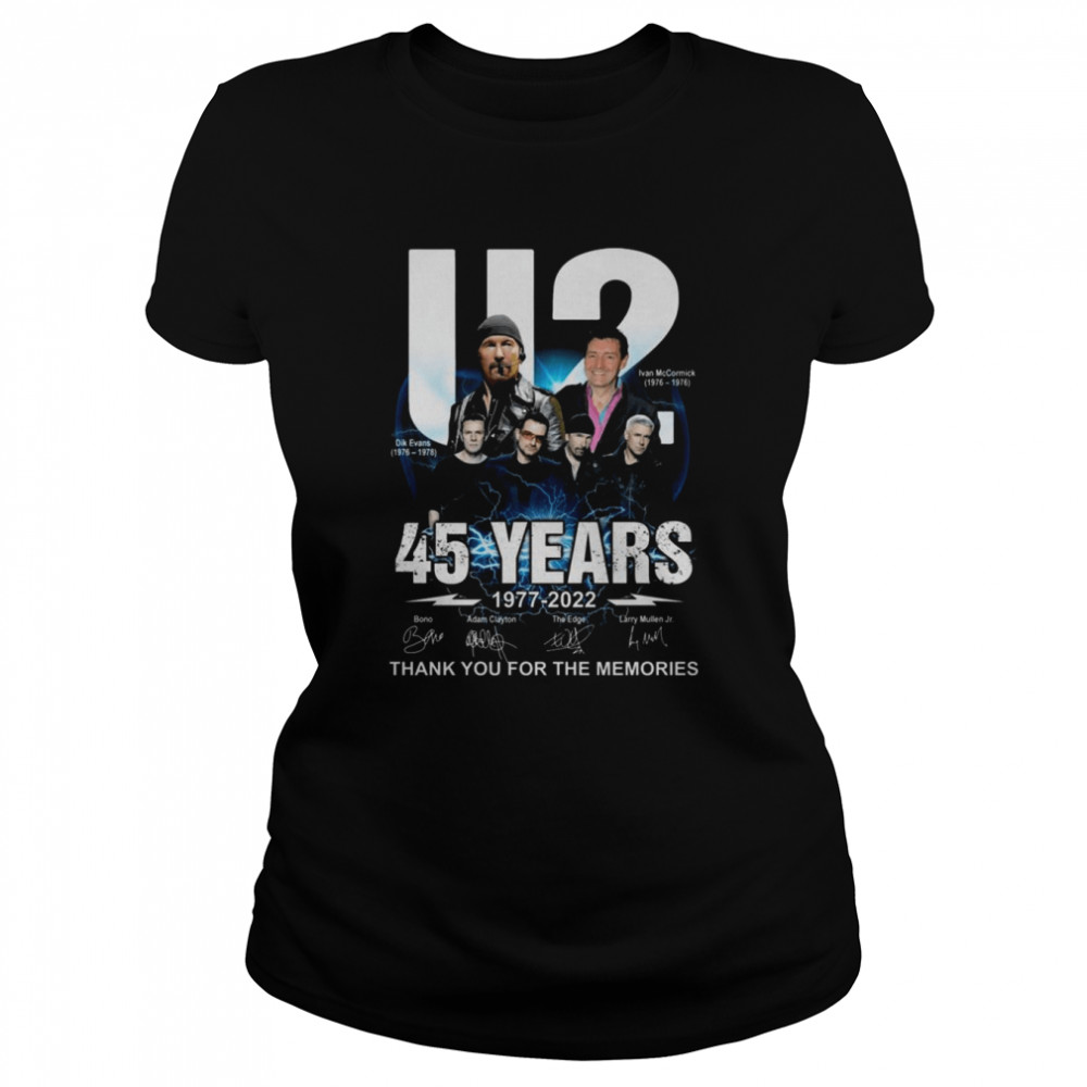 The U2 45 years 1977 2022 thank you for the memories signatures shirt Classic Women's T-shirt