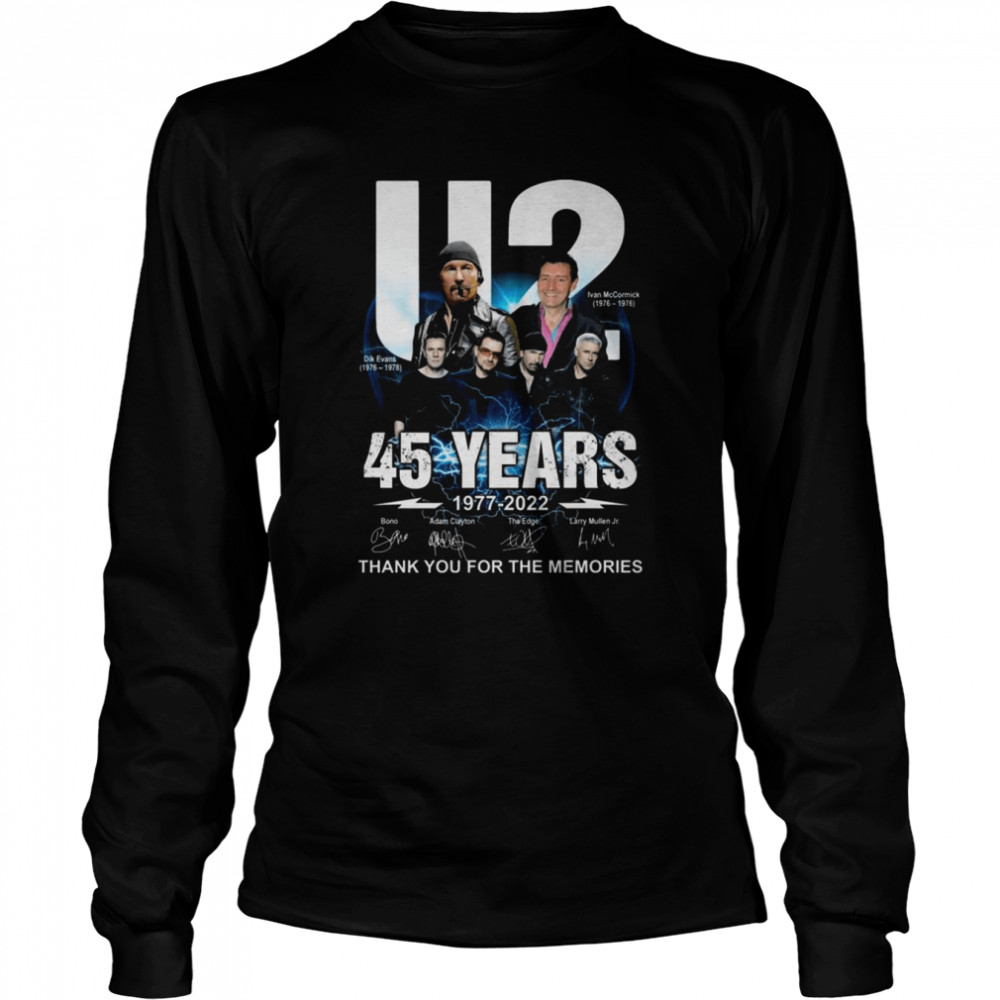 The U2 45 years 1977 2022 thank you for the memories signatures shirt Long Sleeved T-shirt