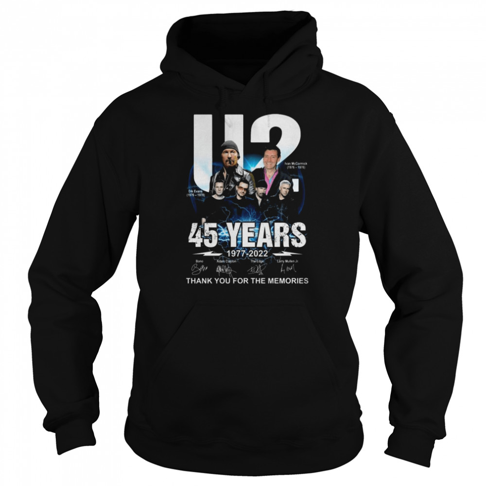 The U2 45 years 1977 2022 thank you for the memories signatures shirt Unisex Hoodie