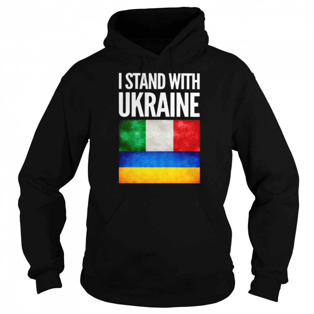 I Stand with Ukraine and Italy Flag  Unisex Hoodie