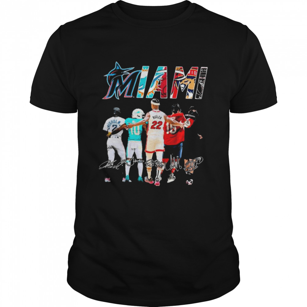 Jazz Chisholm Tyreek Hill Jimmy Butler A. Barkov And Gonzalo Higuaín Miami Sport Team Signatures  Classic Men's T-shirt