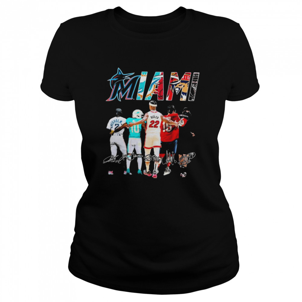 Jazz Chisholm Tyreek Hill Jimmy Butler A. Barkov And Gonzalo Higuaín Miami Sport Team Signatures  Classic Women's T-shirt