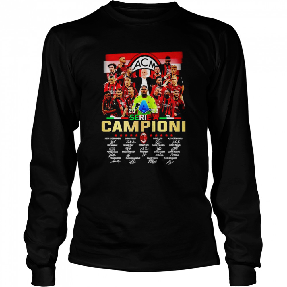 AC Milan 2022 Serie A Campion signatures shirt Long Sleeved T-shirt