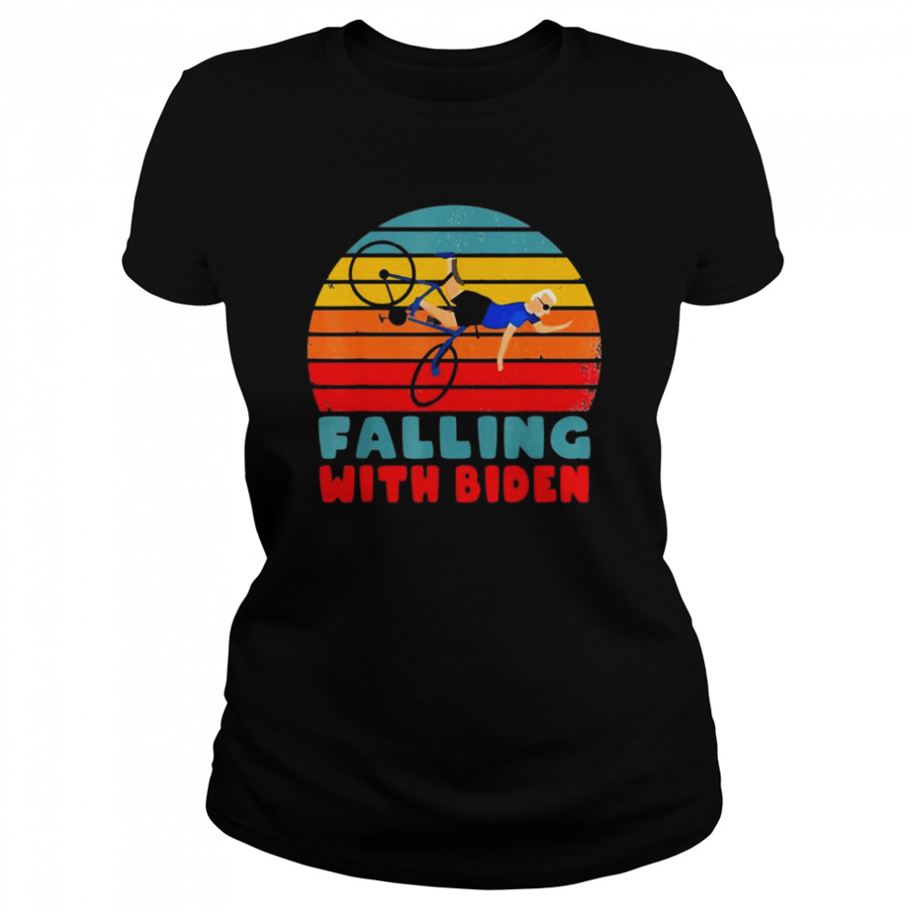 Joe Biden Falling Biker Falling With Biden Retro Vintage  Classic Women's T-shirt
