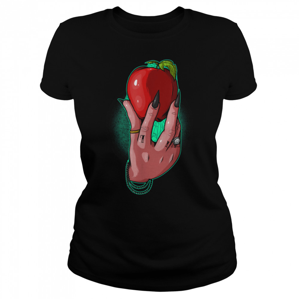 Lucifer Witch Hand with Poisoned Red Apple Emo Punk Gothic T- B0B2895WYZ Classic Women's T-shirt