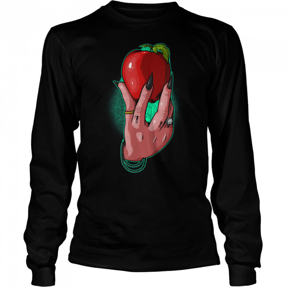 Lucifer Witch Hand with Poisoned Red Apple Emo Punk Gothic T- B0B2895WYZ Long Sleeved T-shirt