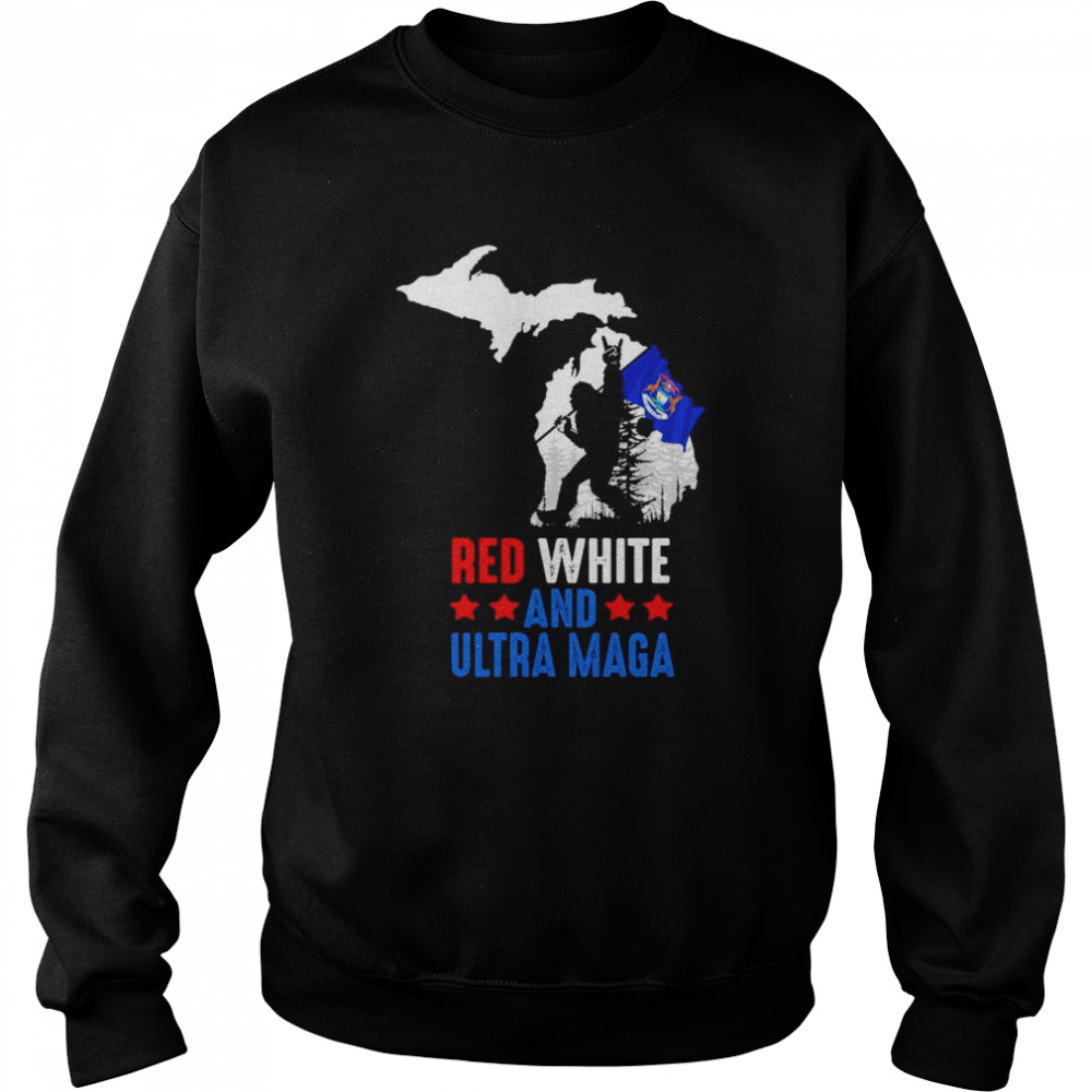 Michigan America Bigfoot Red White And Ultra Maga  Unisex Sweatshirt