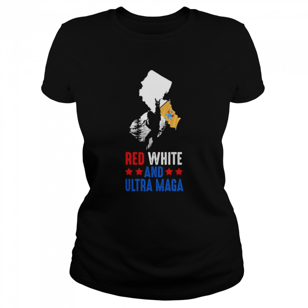 New Jersey America Bigfoot Red White And Ultra Maga  Classic Women's T-shirt