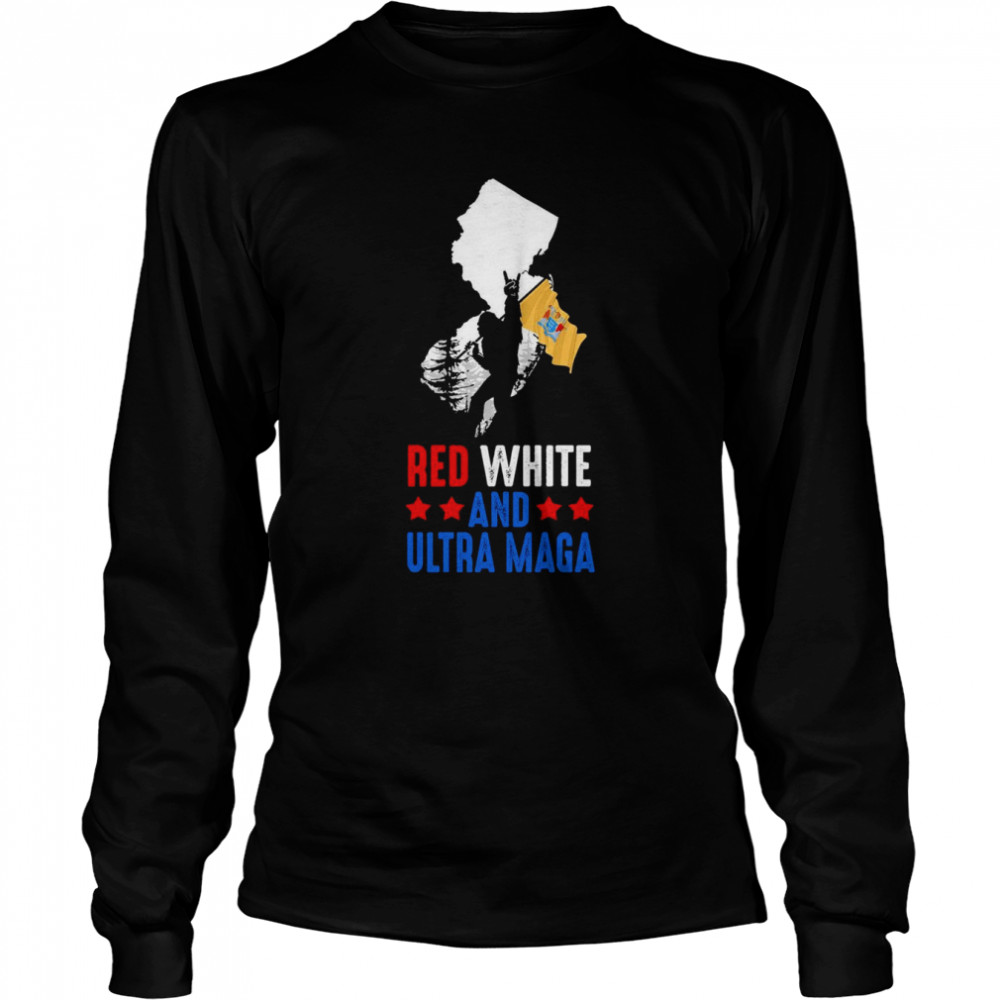 New Jersey America Bigfoot Red White And Ultra Maga  Long Sleeved T-shirt