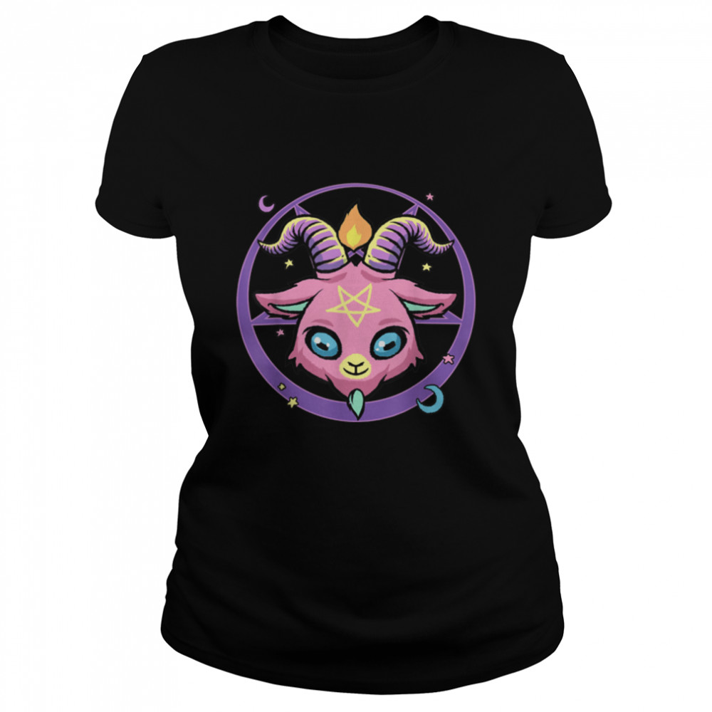Pastel Goth Baphomet Pentagram 666 Evil Satanic Devil Occult T- B0B4KDNZ81 Classic Women's T-shirt
