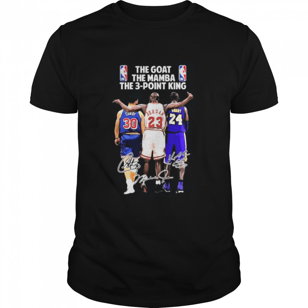The Goat The Mamba The 3-point King #30 Stephen Curry #23 Michael Jordan #24 Kobe Bryant t shirt Classic Men's T-shirt