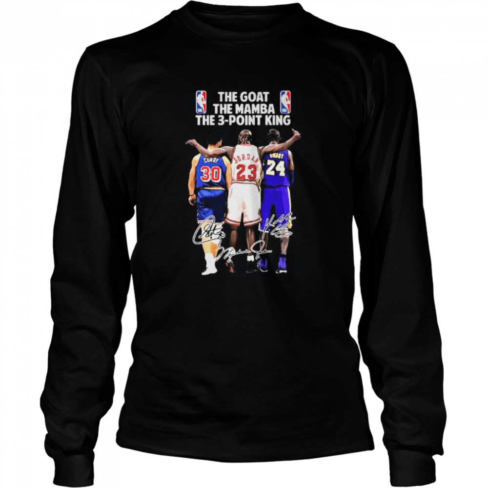 The Goat The Mamba The 3-point King #30 Stephen Curry #23 Michael Jordan #24 Kobe Bryant t shirt Long Sleeved T-shirt