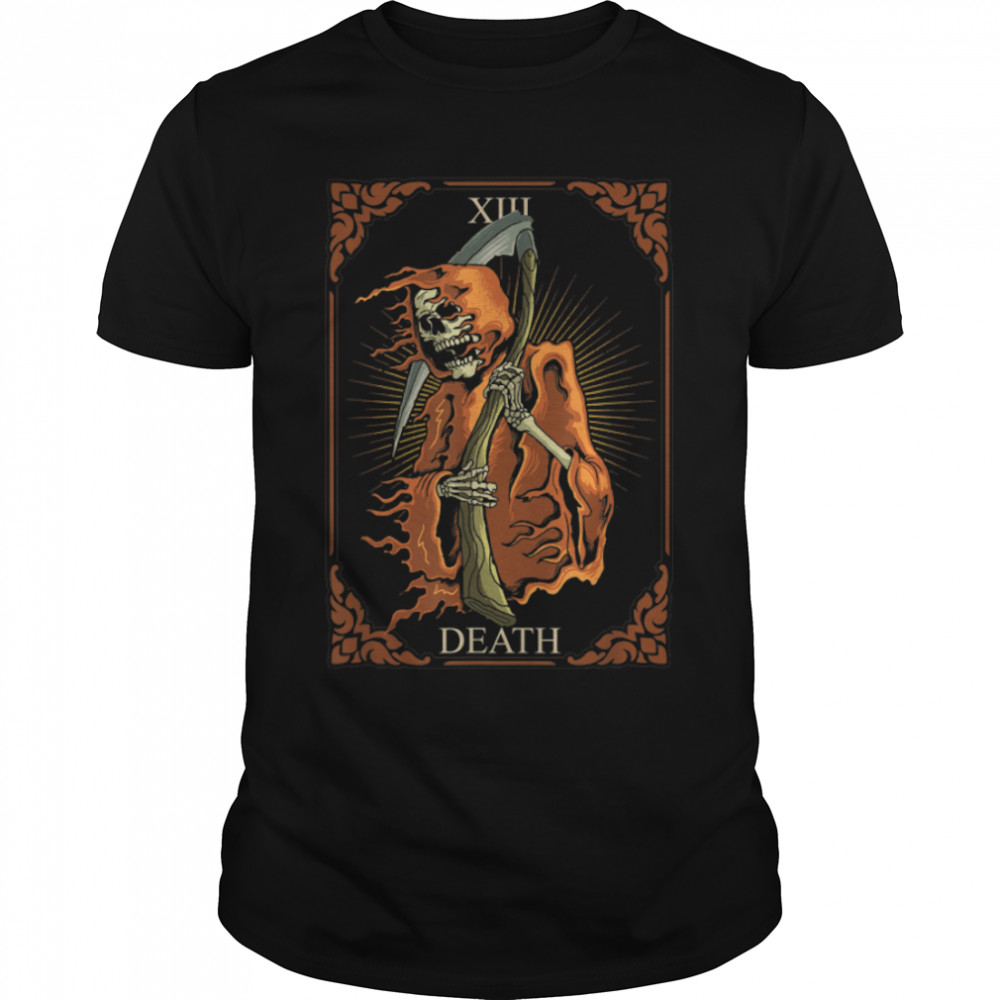 13 Death Tarot card Skeleton, Scary Reaper T-Shirt B09XB14QRL