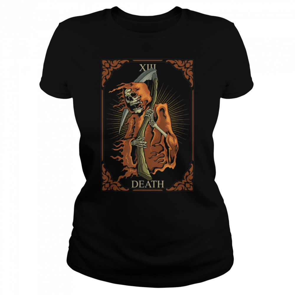 13 Death Tarot card Skeleton, Scary Reaper T- B09XB14QRL Classic Women's T-shirt