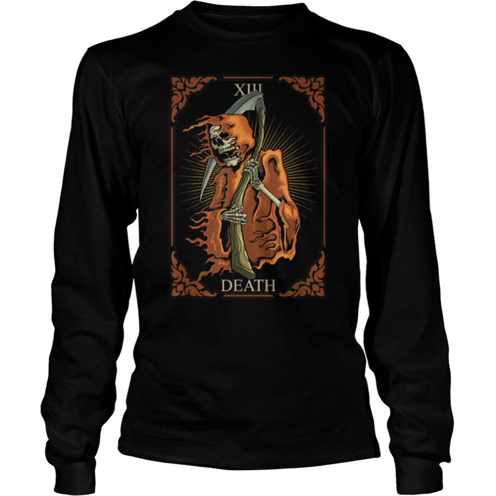 13 Death Tarot card Skeleton, Scary Reaper T- B09XB14QRL Long Sleeved T-shirt