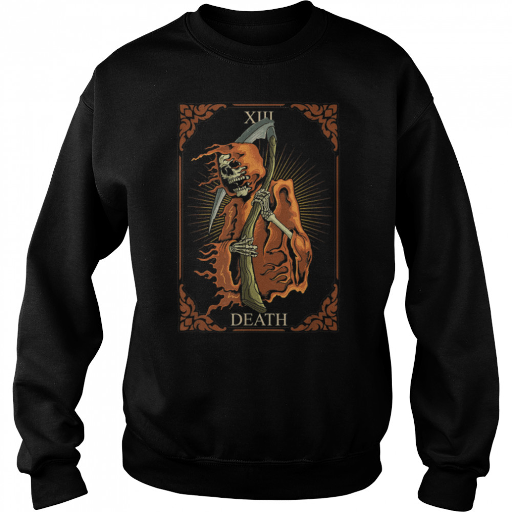 13 Death Tarot card Skeleton, Scary Reaper T- B09XB14QRL Unisex Sweatshirt