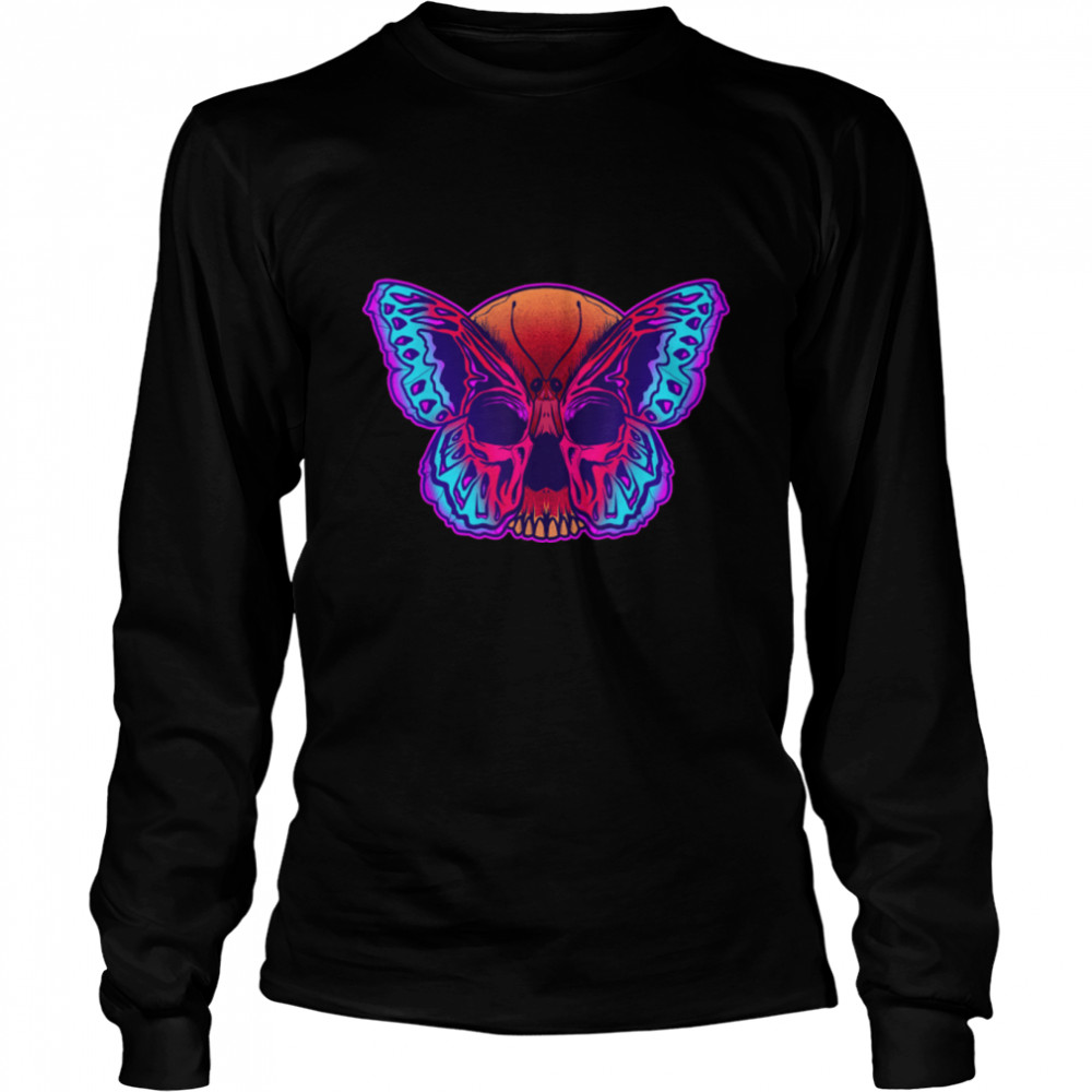 Aesthetic Grunge Moth Butterfly Skull Head Goth Insect Lover T- B0B2FDMKLM Long Sleeved T-shirt