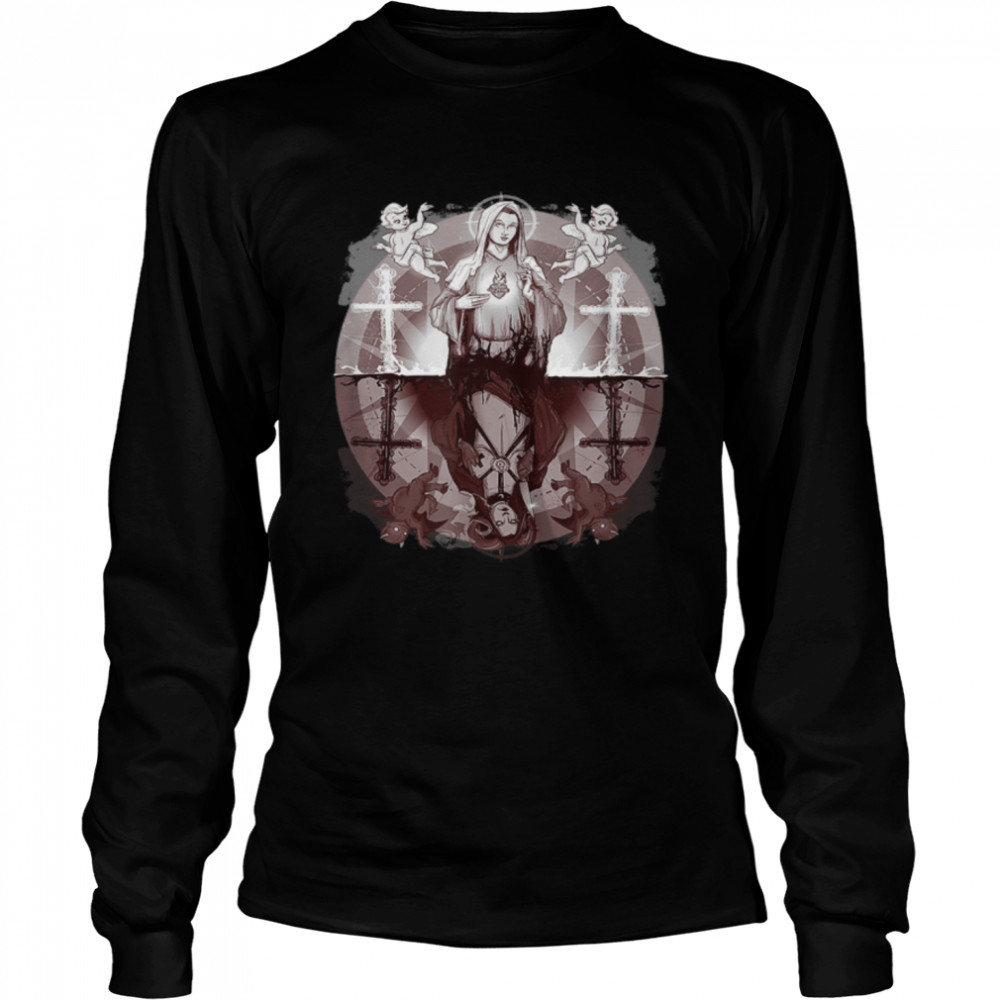 As Above So Below Mary Reflecting Cool Satanic Devil Female T- B0B3SPGXZ1 Long Sleeved T-shirt