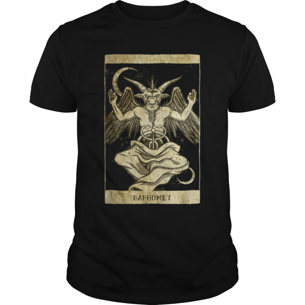 Baphomet Satan Occult Dark Art Evil 666 Vintage Distressed T-Shirt B0B2HL6R2S