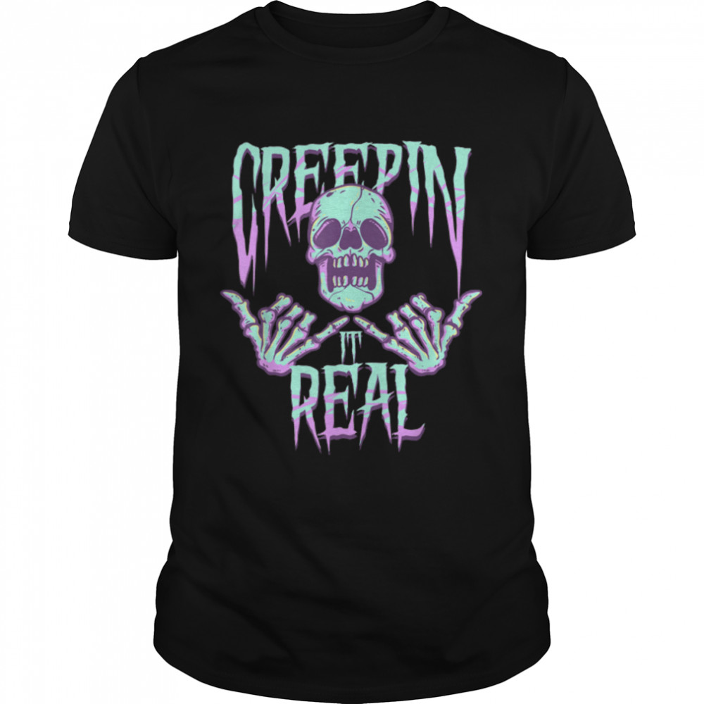 Creepin It Real Pastel Goth Skeleton Emo Punk Gothic Person T-Shirt B0B1FQY4Y2