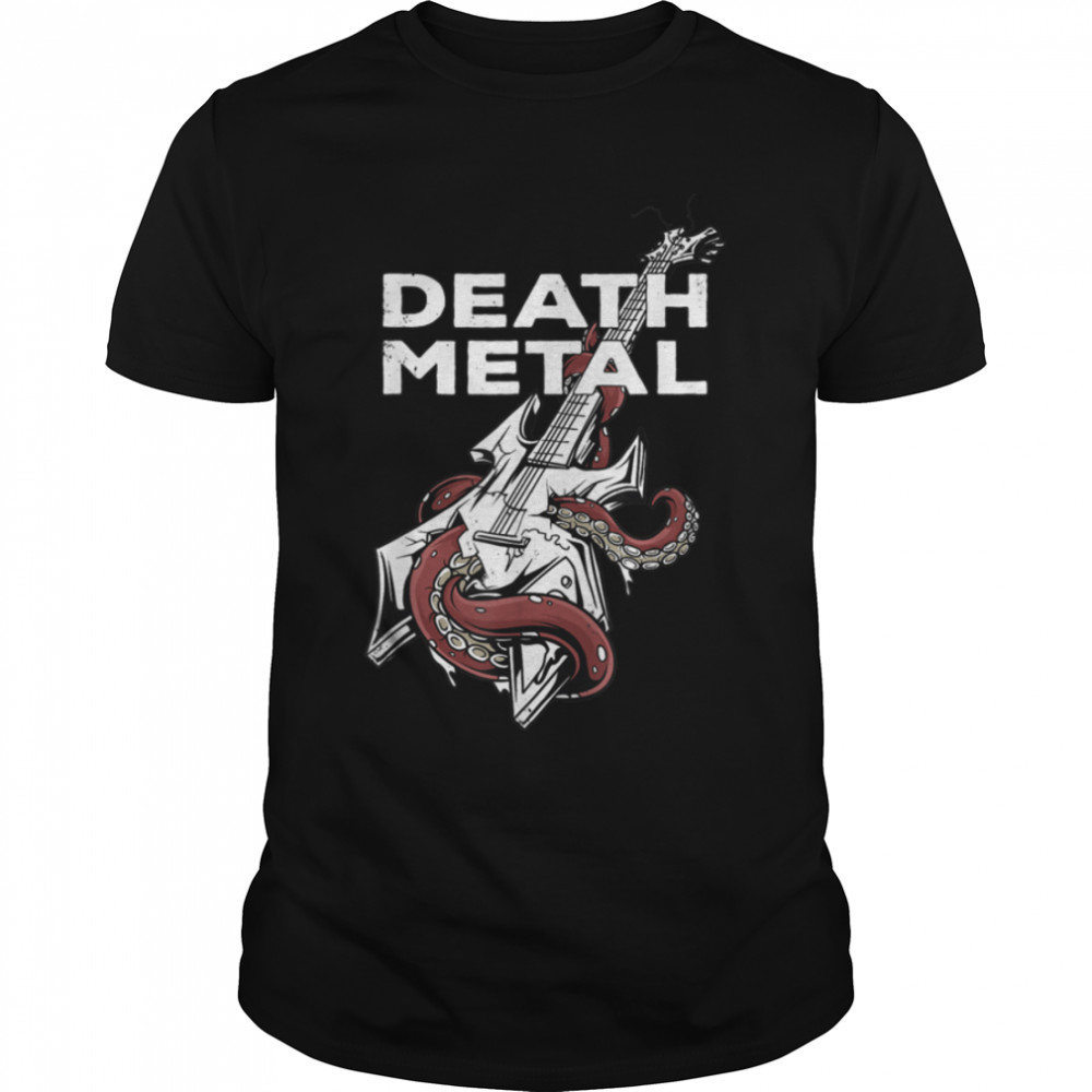 Death Metal Guitar with Octopus I Hard Rock Music Kraken T-Shirt B09S4K1F62