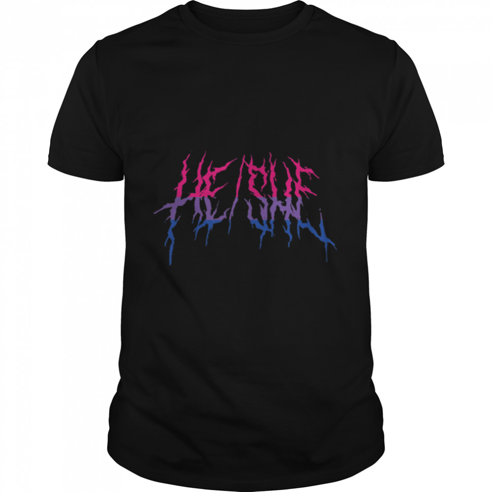 Death Metal LGBTQ+ Bisexual Flag He She Bi Pride T-Shirt B0B1SKNQX8