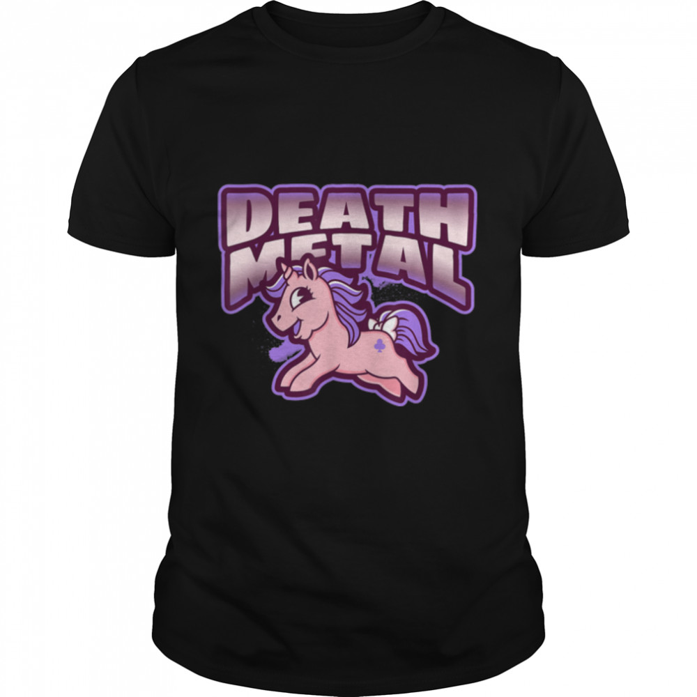 Death Metal Unicorn Funny Cute Heavy Metal Music T-Shirt B09XC498JM