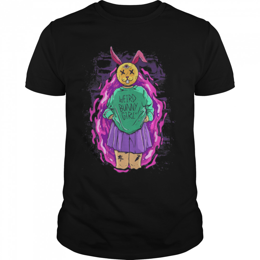 Goth Weird Bunny Girl Grunge Creepy Gothic Rabbit Halloween T-Shirt B0B47GXLGF