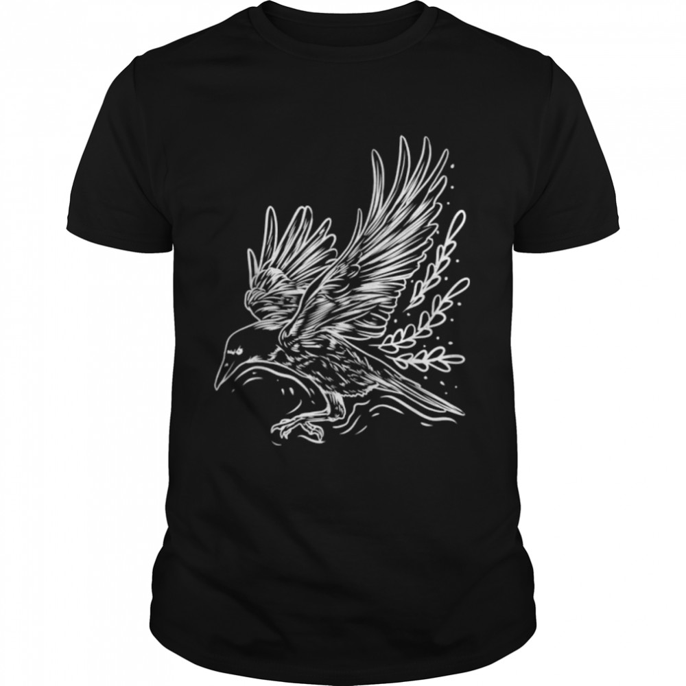 Gothic Dark Raven Crow Skull Emo Punk Gothic Bird Lover T-Shirt B0B3429MXB