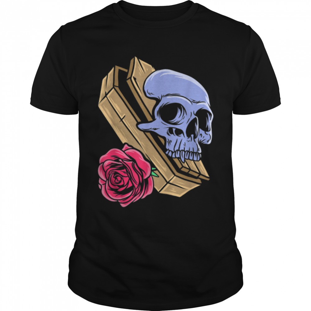 Gothic Skull Coffin Skeleton Halloween Emo Punk Embalmer T-Shirt B0B3593Q9J
