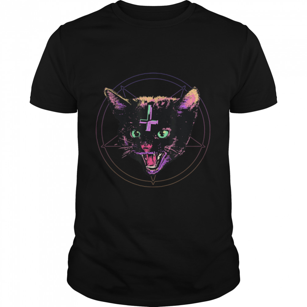 Hail Lucipurr 666 Satanic Lucifer Devil Cat Pentagram Occult T-Shirt B0B4KGY2W9