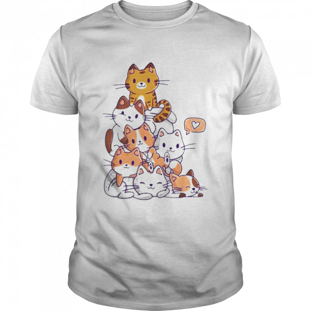 Kawaii Cat Kitty Meowtain Cats Pile Chibi Shirt