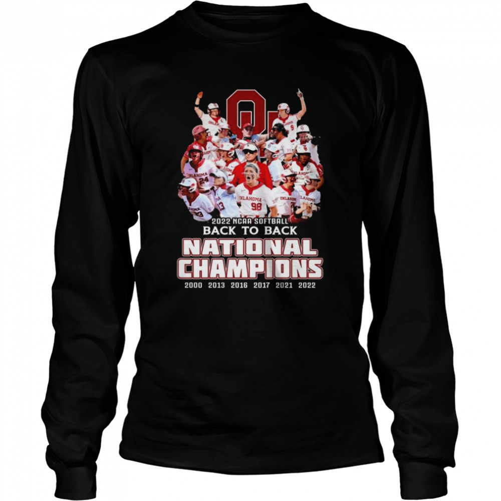 Oklahoma Sooners 2022 NCAA Softball back to back national champions shirt Long Sleeved T-shirt