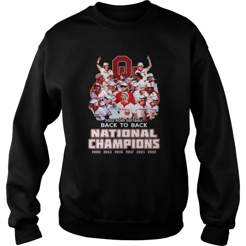 Oklahoma Sooners 2022 NCAA Softball back to back national champions shirt Unisex Sweatshirt