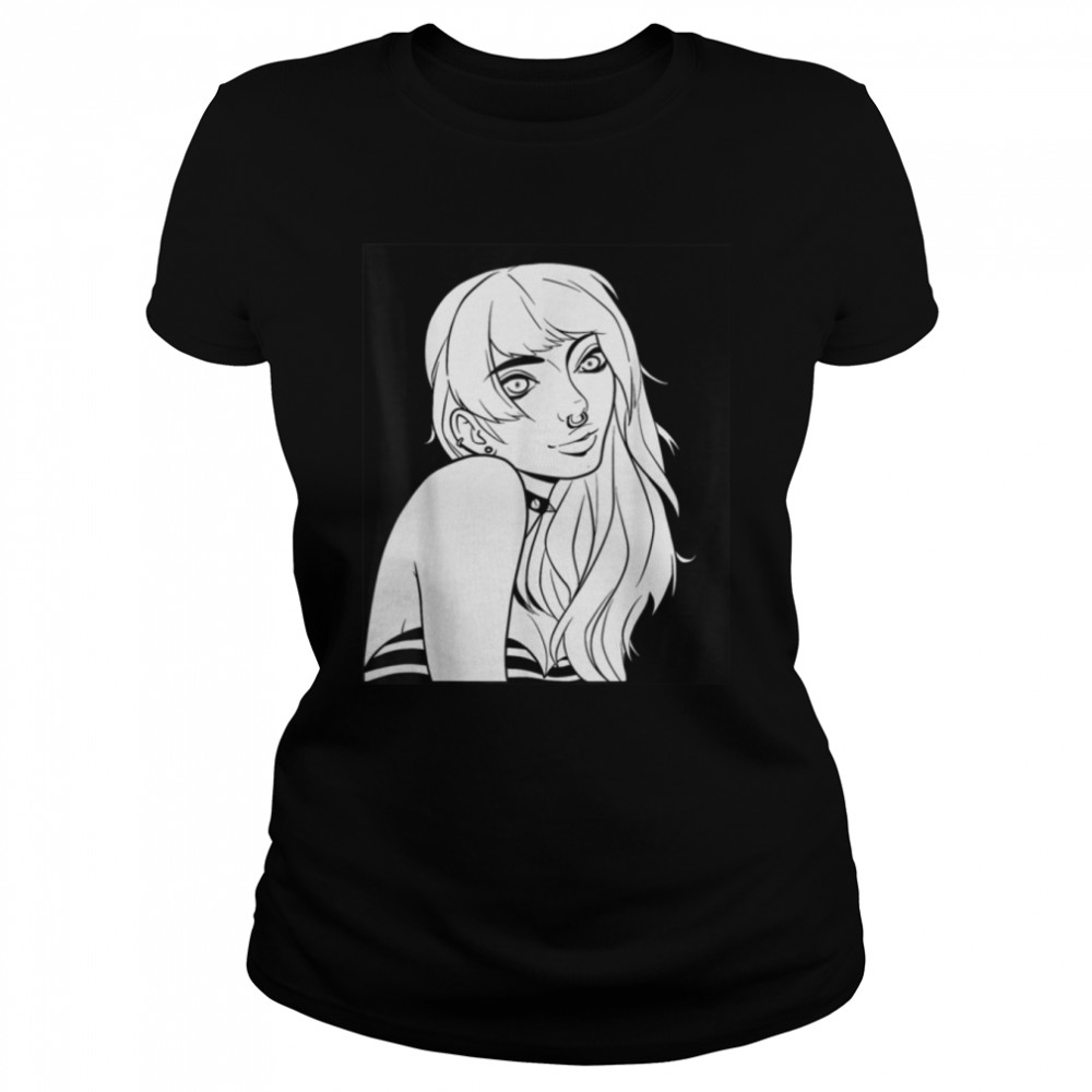 Pretty Goth Girl Gothic Spooky Grunge Anime Pin-up T- B0B4GC1XDN Classic Women's T-shirt