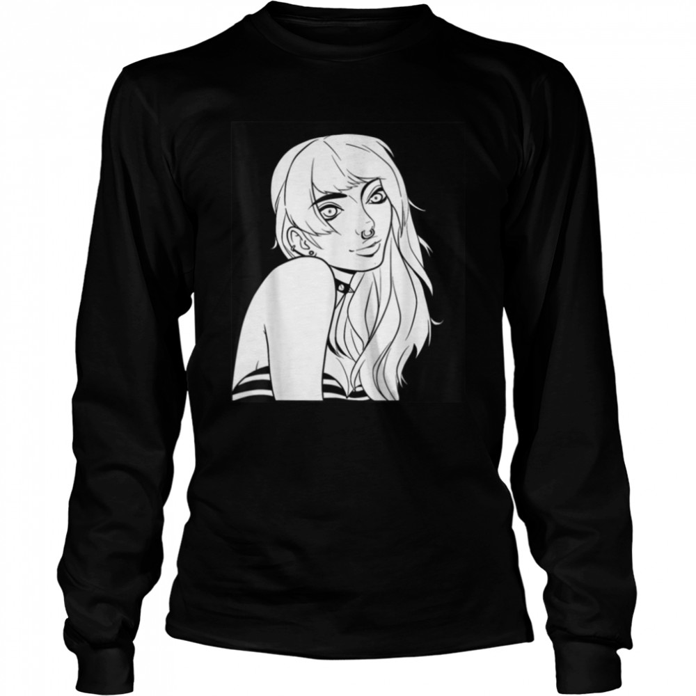Pretty Goth Girl Gothic Spooky Grunge Anime Pin-up T- B0B4GC1XDN Long Sleeved T-shirt