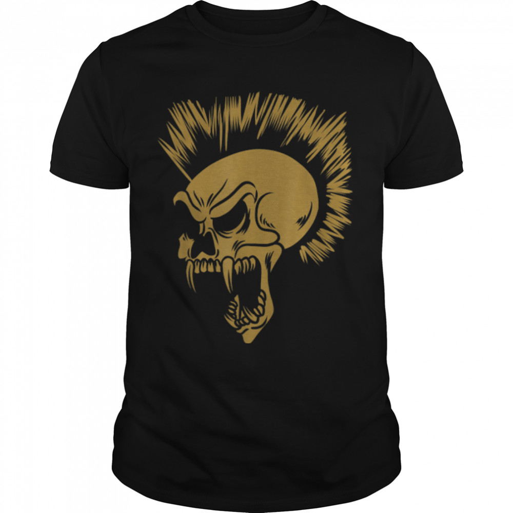 Punk Rock Skull Mohawk Style Punks Not Dead Rock and Roll T-Shirt B0B35BC9M7